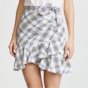 Veronica Beard Kaia Tie-Waist Plaid Mini Skirt Ruffle Size 6